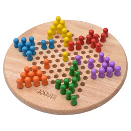Jaques of London Chinese Checkers & Go Game | Family Wooden Games | Reversible Classic Games | Checkers Board Game with Go Game | Since 1795