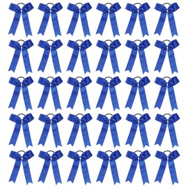 30 PCS College Style Cheer Bows Collegiate Long Tail Skinny Cheer Bow Elastic Hair Tie Bows for Teens Girls Softball Competition Sports Cheerleaders (Blue)