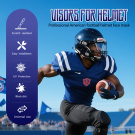 ROMRLD Football Helmet Visor 2-Pack for Adult Helmets - Shatterproof Polycarbonate Shields with Quick-Change Clips | NFHS Approved, Day & Night Combo