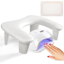 Arm Rest for Nails Tech: U-shaped Manicure Nail Arm Rest Stand Big White Armrest Microfiber PU Leather Hand Rest Pillow for Acrylic Nail Cushion