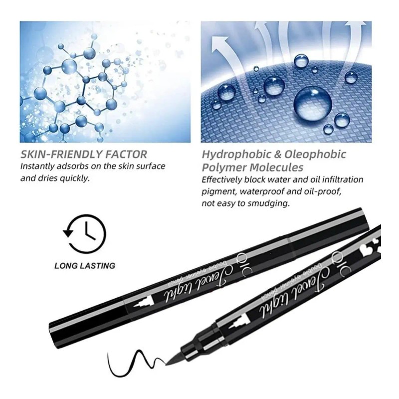2pcs Dual Tattoo Liquid Delineador De Ojos De Larga Duración