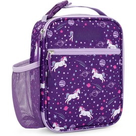 Insulated Lunch Tote - Water-Resistant, Reusable, Lightweight & Durable Lunch Bag with Water Bottle Holder & Mesh Pocket, Fits Lunch Box & Water Bottle - Ideal for Ages 3+ (Rainbow) - Color: Unicorn