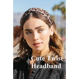 Turban Headbands for Women Boho Wide Twist Head Bands for Short Hair Non Slip Thick Head Band Headwraps, Solid Color