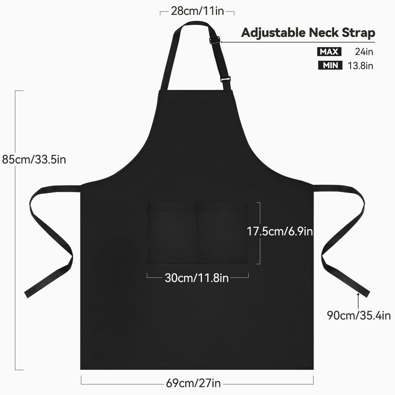 NLUS 2 Pack Kitchen Cooking Aprons, Adjustable Bib Soft Chef