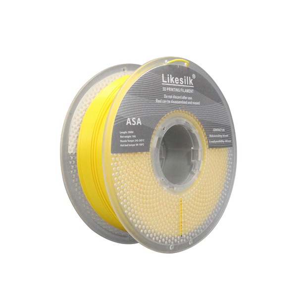 Likesilk Likesilk 3D Printer Filament ASA Yellow 1KG, Neatly &