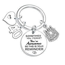 Nfyxcaz Happy 40th Birthday Keychain Gifts for Women Inspirational Birthday Keyring for Mum Dad Sister Brother Birthday Keychain for Friends BBF Birthday Keyring (40th birthday keychain gifts)