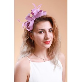 Cizoe Kentucky Derby Fascinators for Women High Tea Party Hats Cocktail Wedding Headware Bridal Headpiece(Lavender)