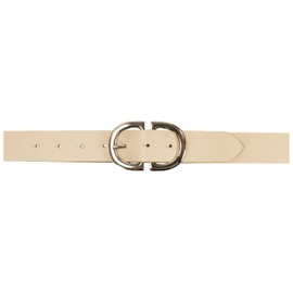 fashionchimp Basic Women's Belt Made of 100% Genuine Leather, Leather Belt with Elegant Double Buckle, Width Approx. 3.3 cm, Made in Germany, Cream-Montana