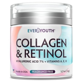Crema de colágeno para cara, cuello y escote, hidratante facial antienvejecimiento para mujeres con ácido hialurónico, vitamina E, fabricada en Estado