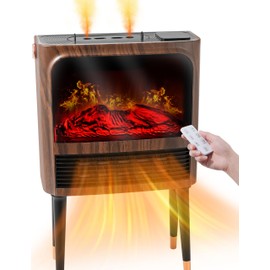 Electric Fireplace Heater with 3D Realistic Flame, Humidifier, Thermostat, Safety Protection, Remote Control, Timer, Electric Space Heater, 1500W/750W Portable Fireplace Heater for Indoor Use