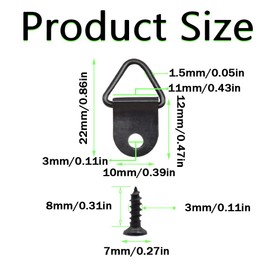 Hocansen 100 PCS Triangle Ring Picture Hangers D-Ring Triangle Picture Hanging Holder Single Hole with Screws Canvas Hook Wall Bracket for Hang Photo Frames (Black/XK-SJ)