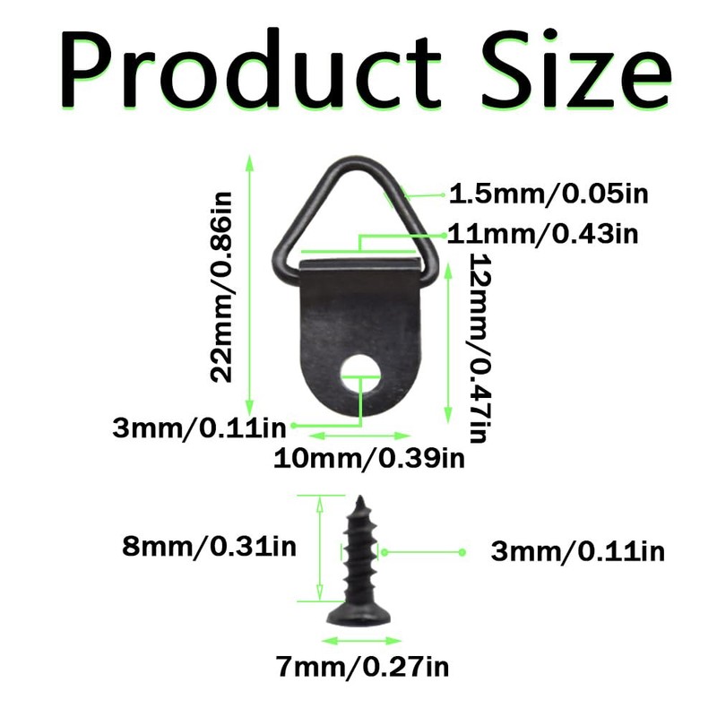 Hocansen 100 PCS Triangle Ring Picture Hangers D-Ring Triangle Picture