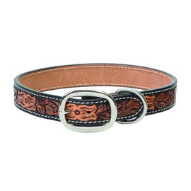 Weaver Leather Pet Floral Tooled Dog Collar, Natural, 1" x 19"