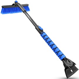 HEEYA Snow Brush for Car, Extendable Snow Brush and Ice Scraper with Foam Grip, Car Window Scraper for Snow and Ice for SUV Truck Auto Jeep RV Vehicle Windshield - Blue
