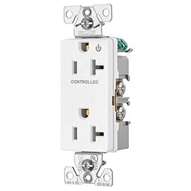 Eaton 6352CHW Half Control Decora Duplex Commercial Specification Grade Receptacle, 20 Amp - 125V, White