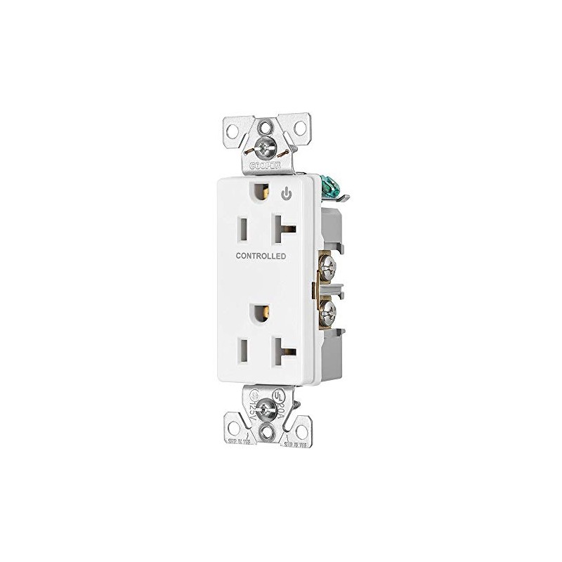 Eaton 6352CHW Half Control Decora Duplex Commercial Specification Grade Receptacle,