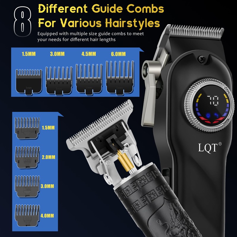 Hair Clippers for Men Cordless, 4-Piece Grooming Kit with LED