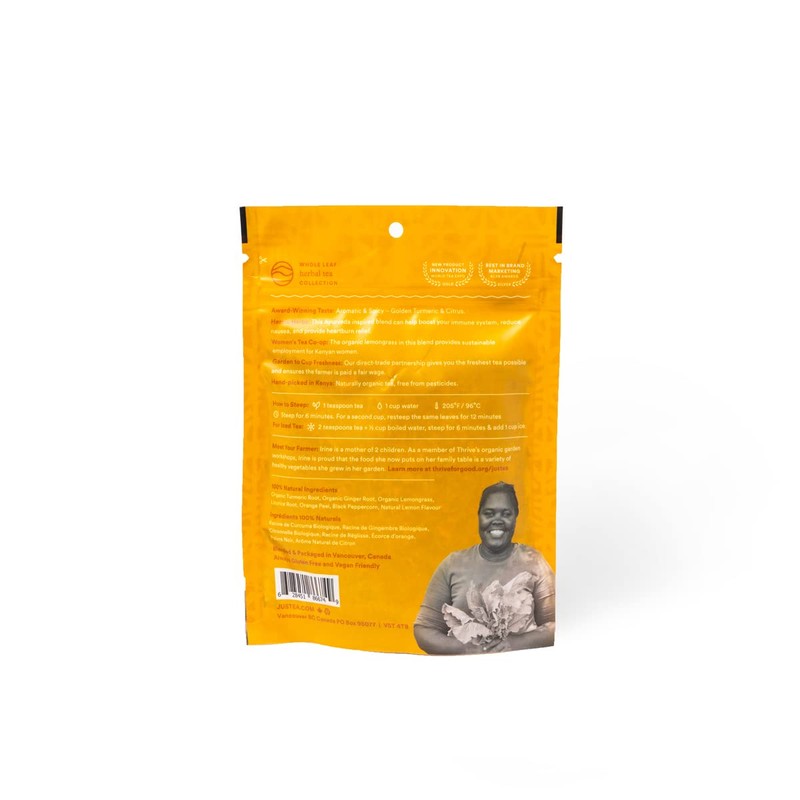 JusTea TURMERIC GINGER | Loose Leaf Herbal Tea | Recyclable