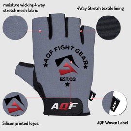 AQF Weight Lifting Gloves Training Fitness Exercise Gym Workout Gloves – Goat Leather Suede Gel Padded Palm (Grey, Large)