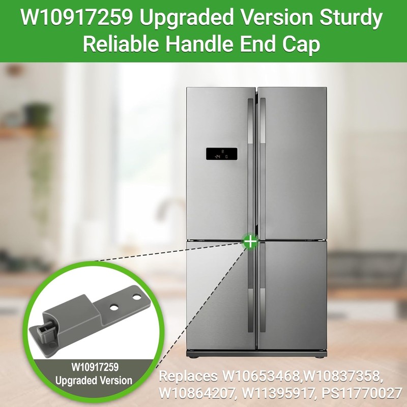 W10917259 Refrigerator Door Handle End Cap 2-Pack, Compatible with Whirlpool