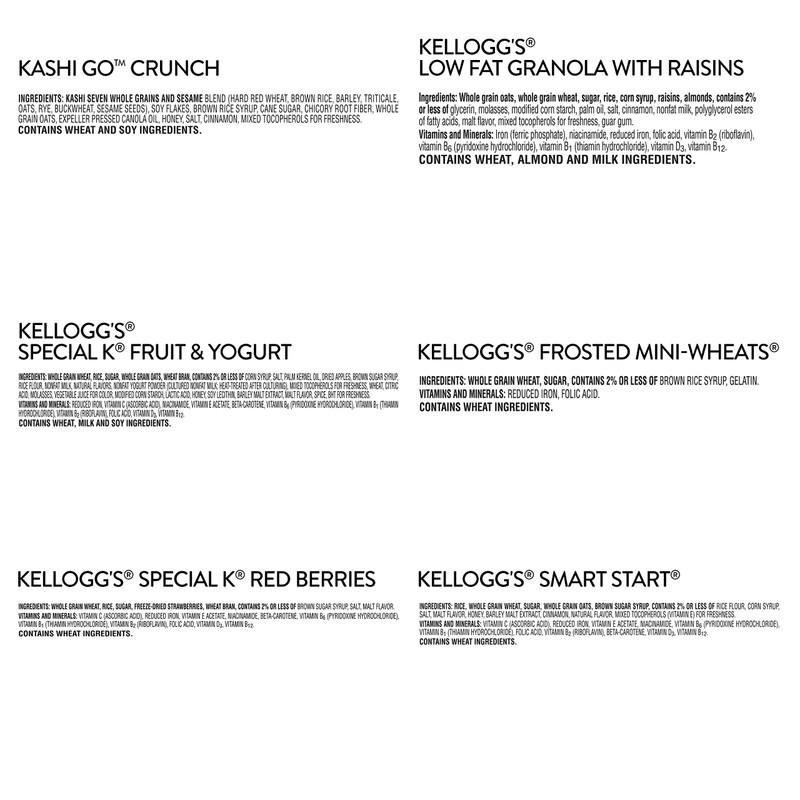 Kellogg's Cereal in a Cup Variety Pack - Nutritional Charge