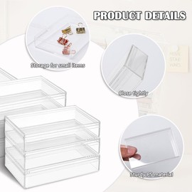 Keboyoe Pack of 8 Acrylic Boxes with Lid, Rectangular Storage Containers, Transparent Box, Small Acrylic Box, Transparent with Lid, Clear Display Box for Wedding, Party, Jewellery Accessories (11 x 7