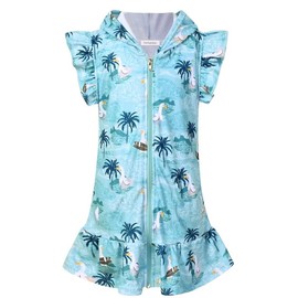 Perfashion - Funda de baño para niñas con capucha y cierre para niños, Pato de surf S31, 6-7 Años