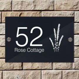 Badgemaster Modern Anthracite House Number Sign Plaque Stainless Steel Standoffs 20cm x 13cm Knotweed