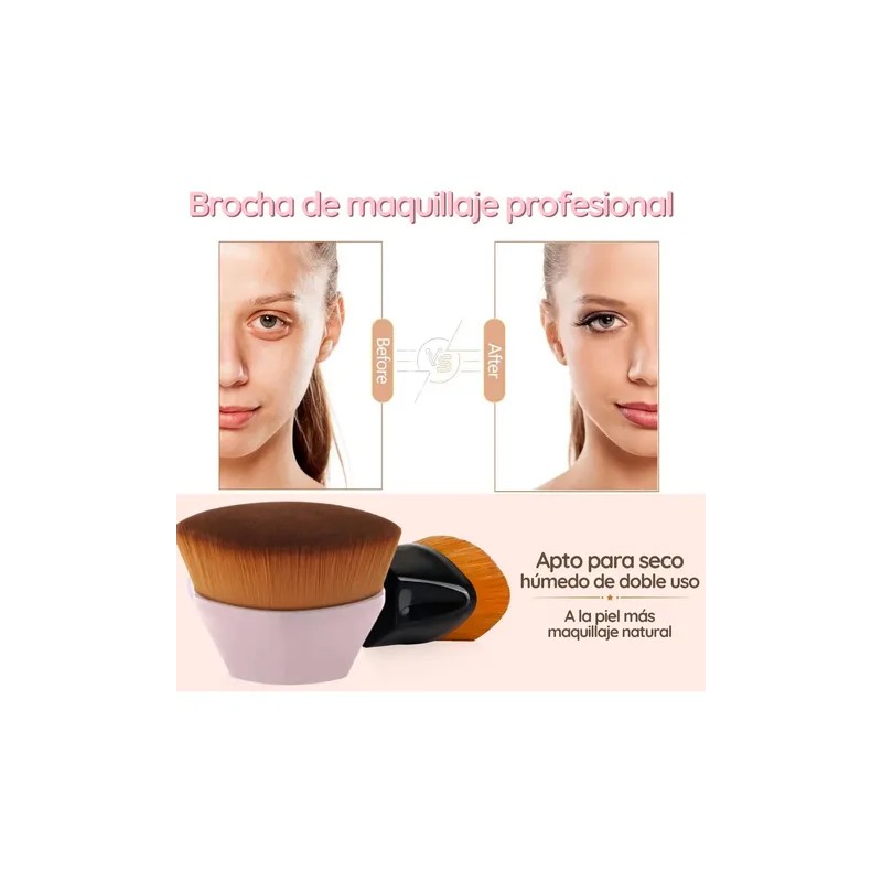 Brocha Facial Kabuki Plana Maquillaje Base Corrector Polvo