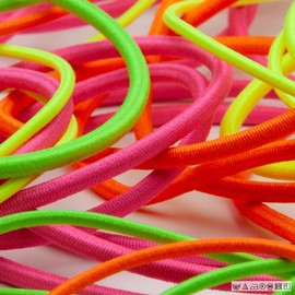 FUJIYAMA RIBBON Neon Color Stretch Cord, Polyester, 0.1 inch (3 mm), Fluorescent Green, 3.6 ft (9.14 m), Roll, Crafts, Clothing