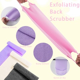 4 unidades exfoliantes para ducha con asas de nailon para exfoliantes en la espalda, arandelas elásticas (4 colores)