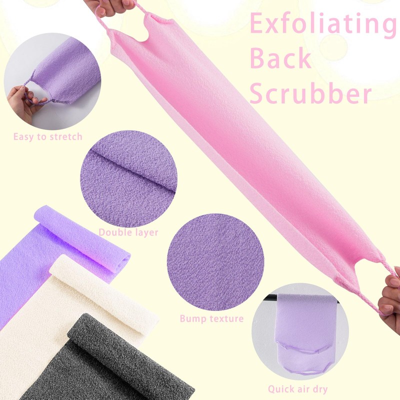 4 unidades exfoliantes para ducha con asas de nailon para