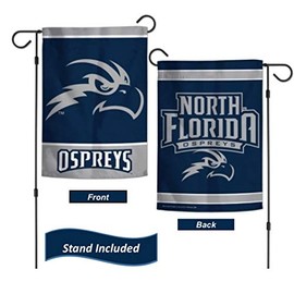 University of North Florida Ospreys Garden Flag Set with Stand, Printed in The USA, 12.5" x 18" College Flag with Three Piece Steel Yard Flag Stand Holder