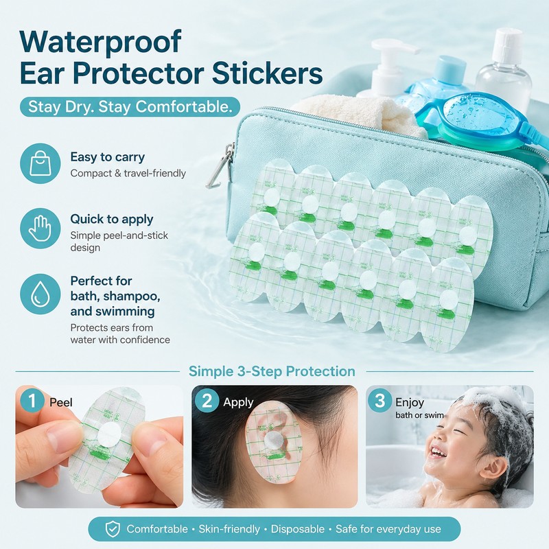 Waterproof Ear Covers for Swimming & Bathing – 100pc Disposable