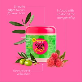ORS Olive Oil Girls Fly-Away Taming Edge Gel - 142g, Infused With Olive Oil, Castor Oil & Vitamin-E, Non-Greasy Formula, For Smooth & Sleek Hairline Control