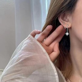 Star Chain 925 Sterling Silver Earrings for Women Girls Hypoallergenic Double Piercing Studs Tassel Dangle Drop Fashion Chic Jewelry Gifts