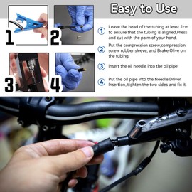 equlup Bicycle Oil Needle Insertion Tool, Nylon Needle Driver Insertion Tool, Mountain Bike Oil Needle Brake Line Cutter, Hydraulic Disc Brake Hose for Oil Needle, Cuttable Oil Pipe