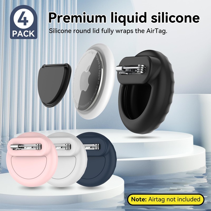 4 Pack Waterproof AirTag Holder for Kids, Air Tag Silicone