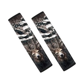 LACIYISON Soft Car Seat Belt Cover Auto Seatbelt Shoulder Pad Comfortable Cushions 2 PCS Universal Fit for All Cars, Deer Flag Tree Camo Pattern
