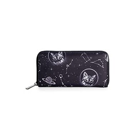 Lost Queen Space Cat Zip Around Wallet Stars Planets Clutch