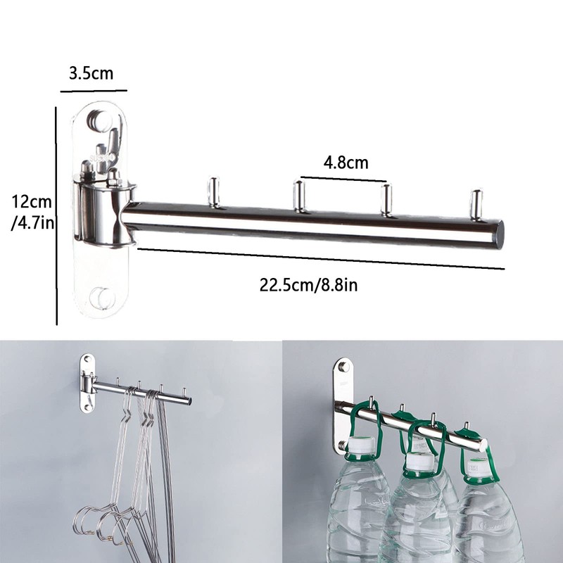 KRISFD Stainless Steel Coat Hook, Wall Clothes Rack, Foldable Towel