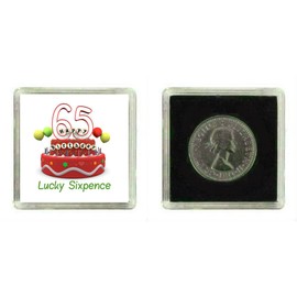 65th Birthday Lucky Sixpence. Great good luck present idea for man or woman