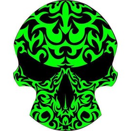 4x5 Green Tribal Skull Sticker Vinyl Car Window Decal Stickers Decals Sign Signs