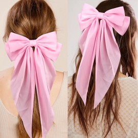 Wecoe 4pcs Pink Bows Pink Hair Clips Big Satin Hair Bows For Women Hair Barrettes Cute Large Hair Clips Wedding Bride Bachelor Party Hair Accessories For Women Girls Accesorios Para El Cabello Gift