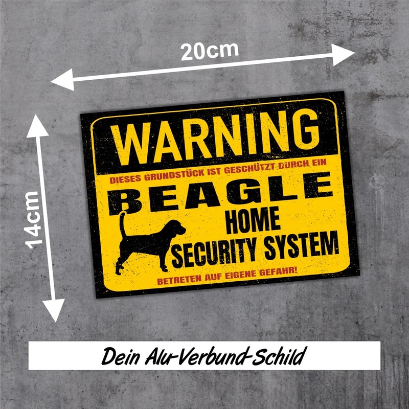 Beagle English Beagel Dog Sign Warning Security System Door Sign