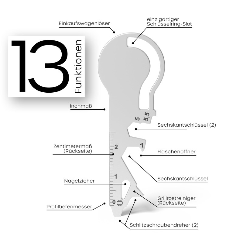 RICHARTZ Super Key Shop | Multitool Keyring | 13 Practical