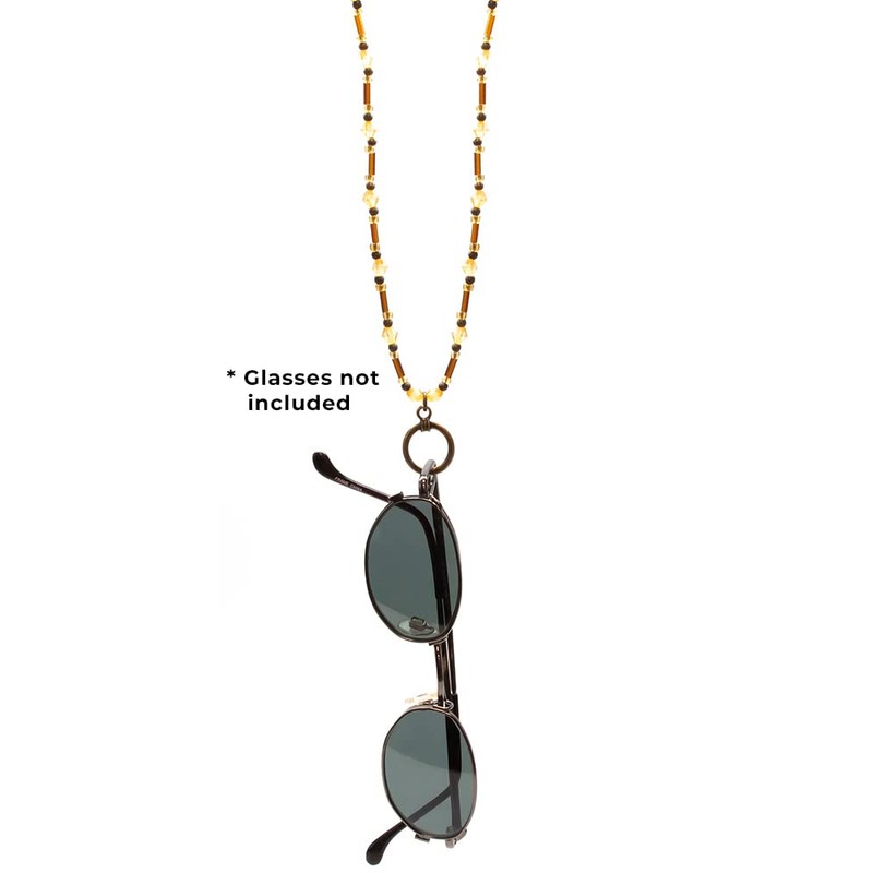 Calabria Glasses Necklace 20 Inch Gold Yellow Brown Beeds Women