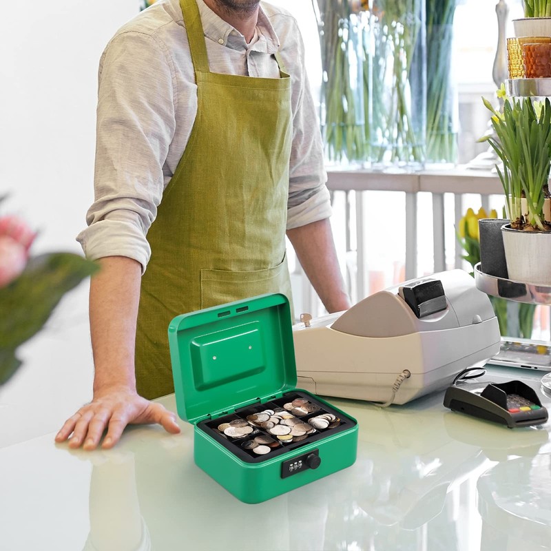 KYODOLED Cash Box with Combination Lock,Safe Metal Box for Money,Storage