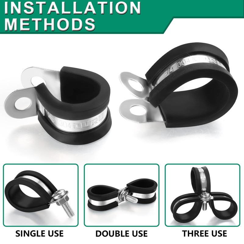 OURU 1/2 Inch Cable Clamps, Rubber Coated Insulated Clamps, 30pcs,
