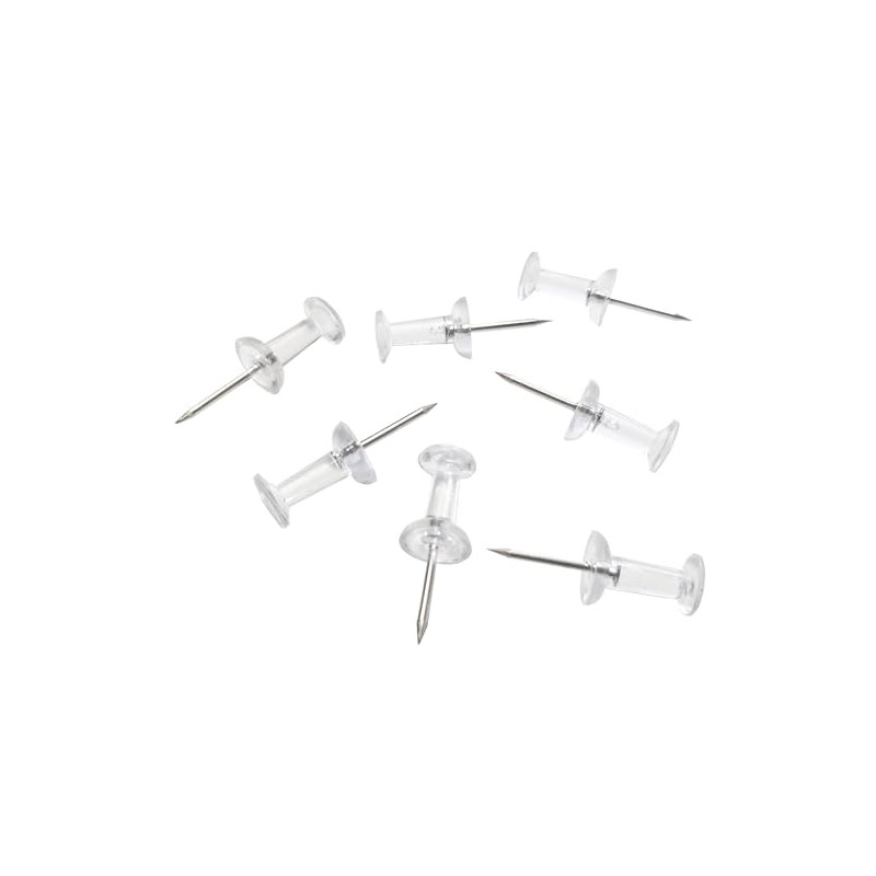 Thumbnails Push Pins Tacks, Clear Plastic Top, Steel Point (100-Pack)